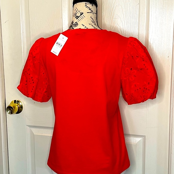 Ann Taylor t-shirt embellished puff sleeve - Picture 6 of 7